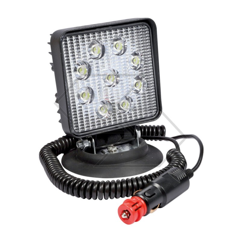 Faro lavoro macchina agricola a 9 LED con base magnetica 12 / 24 V 2000 L A28412