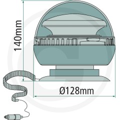 Faro rotante a batteria LED 12/24V fissaggio a magnete ventosa macchina agricola