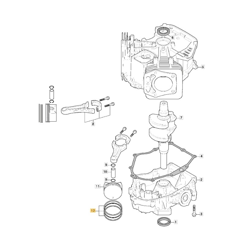 Fasce elastiche pistone ORIGINALE STIGA motore TRE 635V trattorino 118551553/0