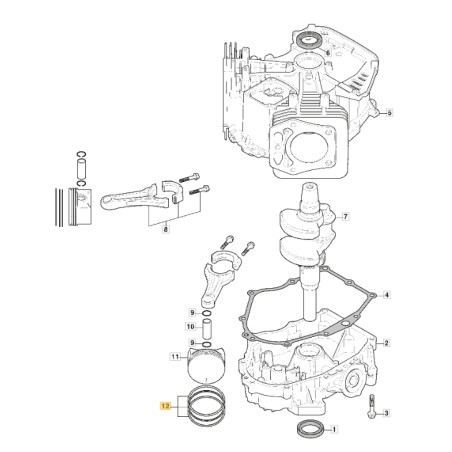 Fasce elastiche pistone ORIGINALE STIGA motore TRE 635V trattorino 118551553/0 | NewgardenParts.com