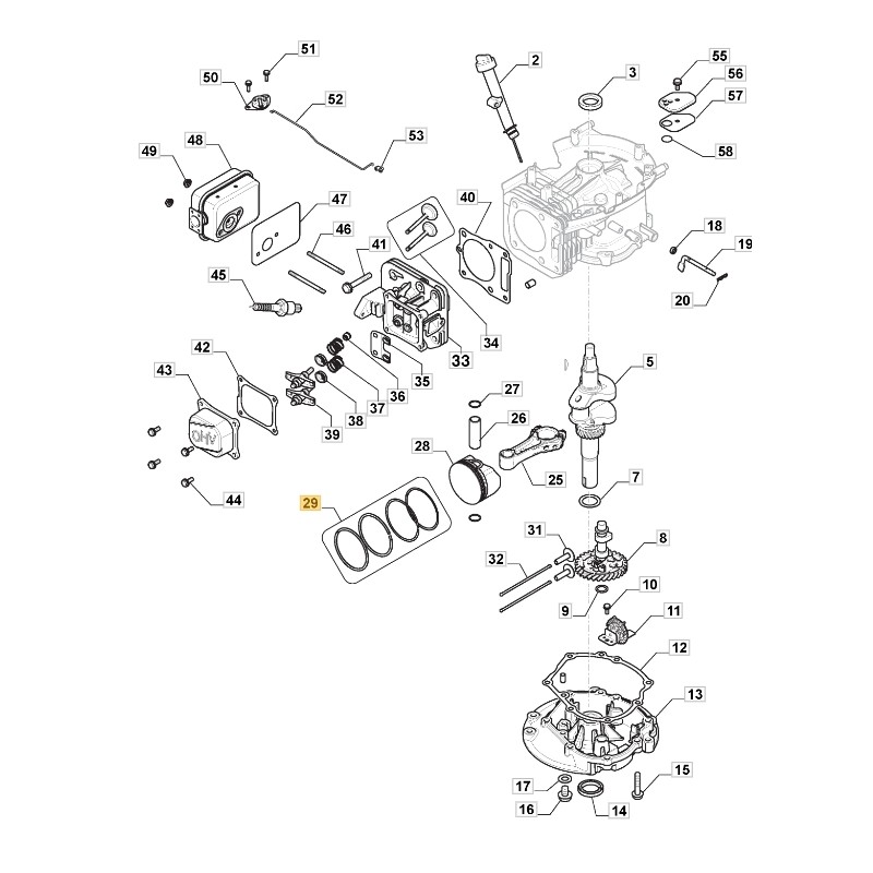 Fasce elastiche segmenti pistone ORIGINALE STIGA motore TRE 224 118551114/0