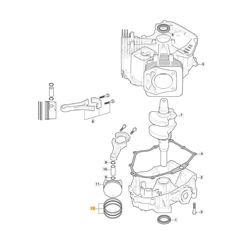 Fasce elastiche segmenti pistone ORIGINALE STIGA motore TRE586V 118551630/0