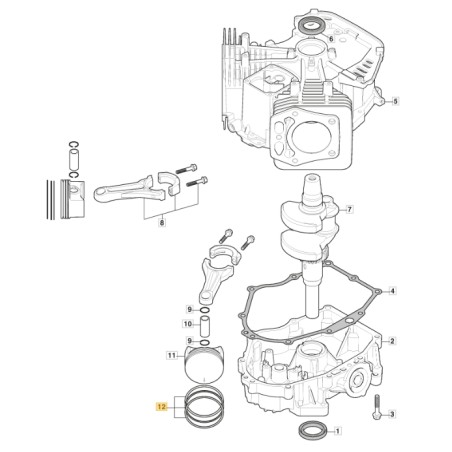 Fasce elastiche segmenti pistone ORIGINALE STIGA motore TRE586V 118551630/0 | NewgardenParts.com