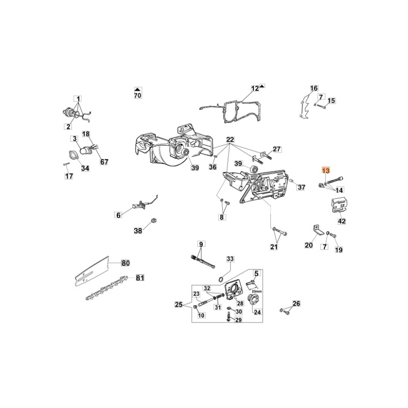 Chainsaw stop models 938 GS630 ORIGINAL OLEOMAC 50010079