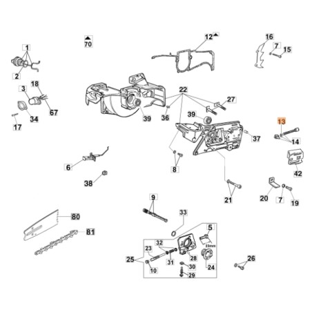 Fermo motosega modelli 938 GS630 ORIGINALE OLEOMAC 50010079 | NewgardenParts.com