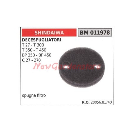 Fiiltro aria in spugna SHINDAIWA per decespugliatore T 27 300 350 450 011978 | NewgardenParts.com