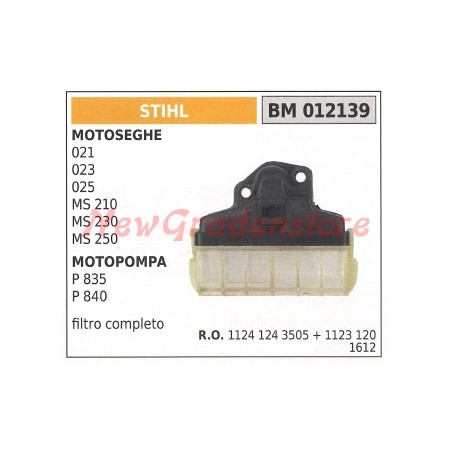 Filtro aria STIHL per motosega 021 023 025 MS 210 230 250 11241243505 11231201612 | NewgardenParts.com