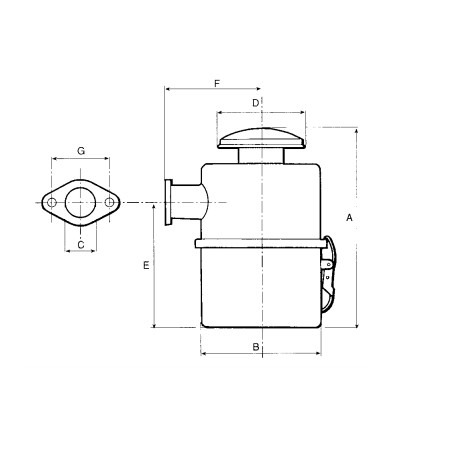 Filtro aria a bagno d'olio con attacco a flangia per motore YANMAR L60AE L70AE A03025