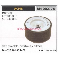 Filtro aria ACME motore rasaerba tosaerba ACT 280 OHC ACT 340 OHC 002778 | NewgardenParts.com