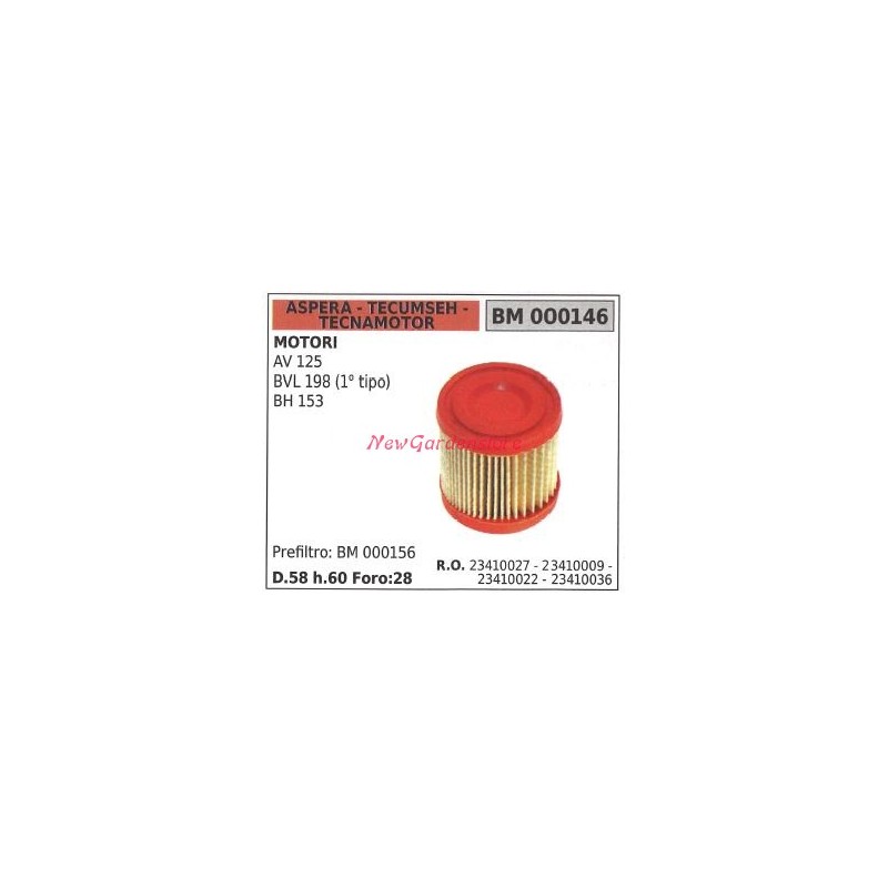 ASPERA Luftfilter für Rasenmähermotor AV 125 BVL 198 000146