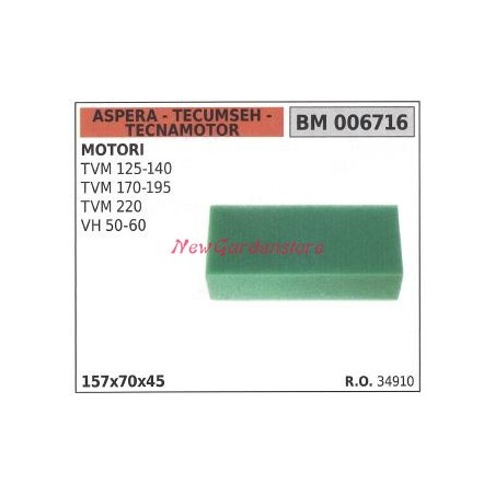 Filtro aria ASPERA motore rasaerba tosaerba tagliaerba TVM 125 140 170 006716 | NewgardenParts.com