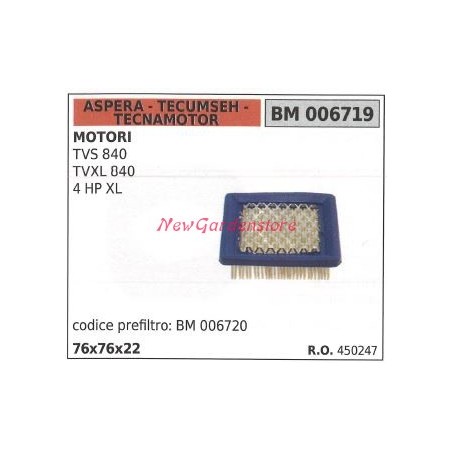 ASPERA Luftfilter für Rasenmähermotor TVS 840 006719 | NewgardenParts.com