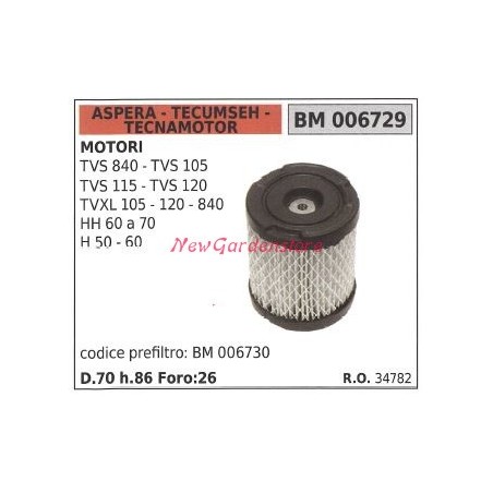 ASPERA Luftfilter für Rasenmähermotor TVS 840 105 115 006729 | NewgardenParts.com