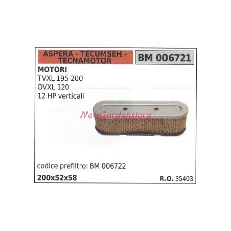 ASPERA Luftfilter für Rasenmähermotor TVXL 195-200 006721 | NewgardenParts.com