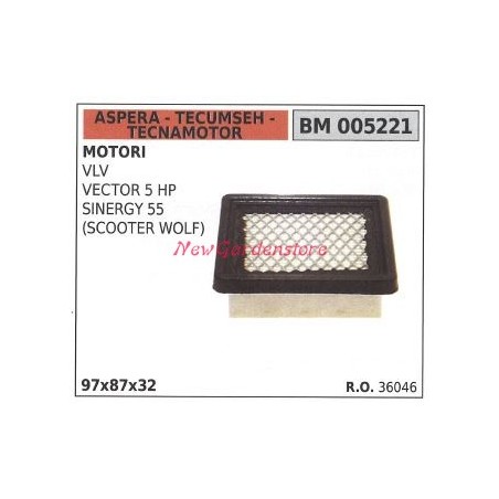 Filtro aria ASPERA motore rasaerba tosaerba tagliaerba VLV VECTOR 5 HP 005221 | NewgardenParts.com