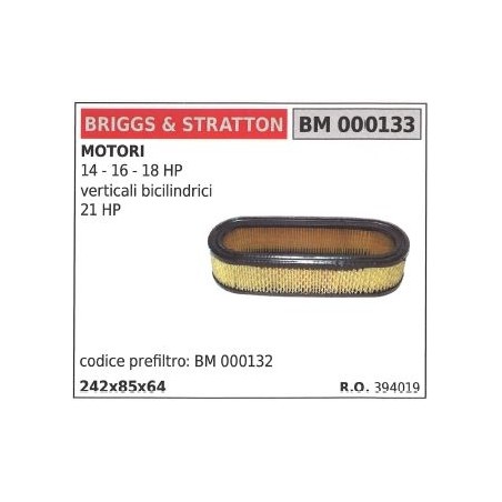 BRIGGS&STRATTON filtro aire cortacésped cortacésped 14 16 18HP vertical | NewgardenParts.com