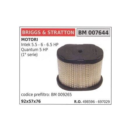 BRIGGS STRATTON Luftfilter intek 5.5 6 6.5hp Rasenmäher 498596 697029 | NewgardenParts.com