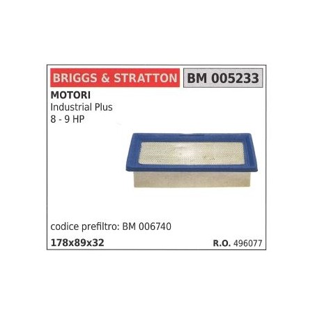 Filtro aria BRIGGS STRATTON rasaerba tagliaerba industrial plus 8 HP 9 hp 496077 | NewgardenParts.com