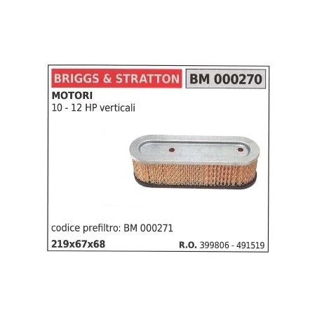 Filtro aria BRIGGS&STRATTON per rasaerba tosaerba tagliaerba 10 12 HP VERTICALE | NewgardenParts.com