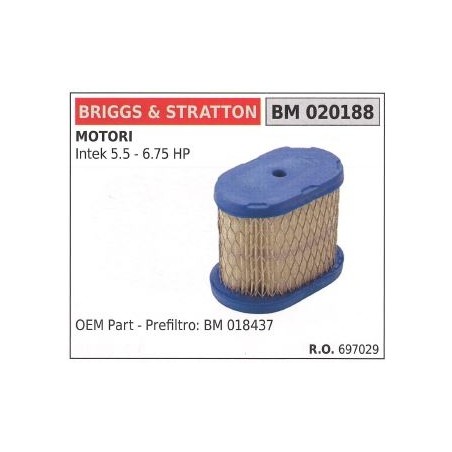 BRIGGS&STRATTON filtro de aire cortacésped cortacésped intek 5.5 6.75hp | NewgardenParts.com