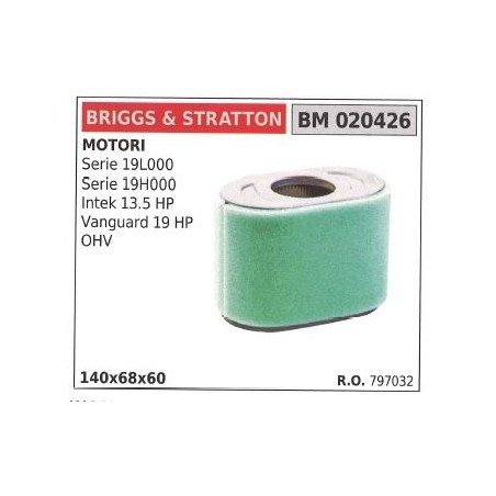 BRIGGS&STRATTON filtro de aire cortacésped SERIE 19L000 | NewgardenParts.com