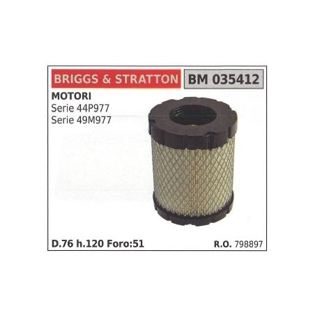 Filtro aria BRIGGS&STRATTON rasaerba tosaerba tagliaerba serie 44P977 | NewgardenParts.com