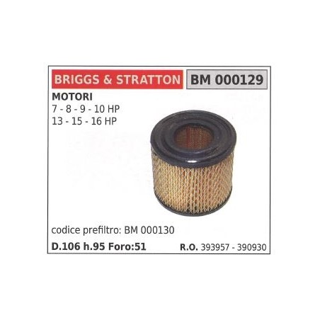 Filtro aria COMPATIBILE BRIGGS STRATTON rasaerba tagliaerba 7 9 hp 393957 390930 | NewgardenParts.com