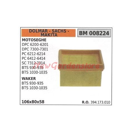 Filtro aria DOLMAR per motosega DPC 6200 6201 7300 7301 008224 | NewgardenParts.com