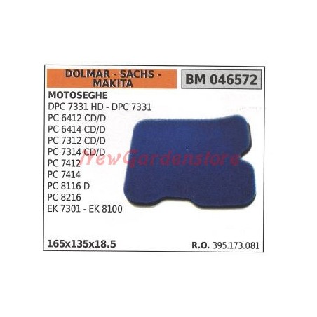 Filtro aria DOLMAR per motosega DPC 7331 HD DPC 7331 PC 6412 CD/D 046572 | NewgardenParts.com