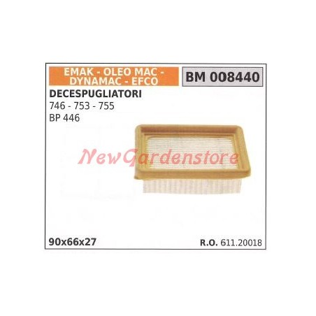 Filtro aria EMAK decespugliatore 746 753 755 BP 446 61120018 | NewgardenParts.com