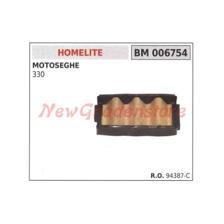 Filtro aria HOMELITE motosega 330 006754 | NewgardenParts.com