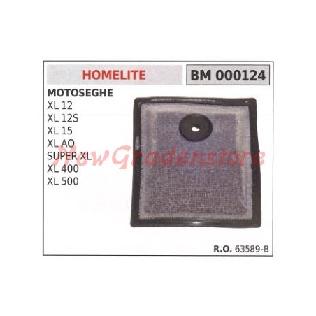 Filtro aria HOMELITE motosega XL 12 12S 15 AO 000124 | NewgardenParts.com