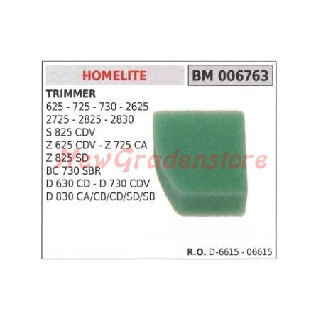 Filtro aria HOMELITE trimmer 625 725 730 2625 2725 2825 2830 006763 | NewgardenParts.com