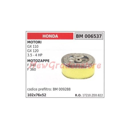 Filtro aria HONDA motore GX 110 120 3.5 e 4 HP motozappa F 340 360 17210ZE0882 | NewgardenParts.com