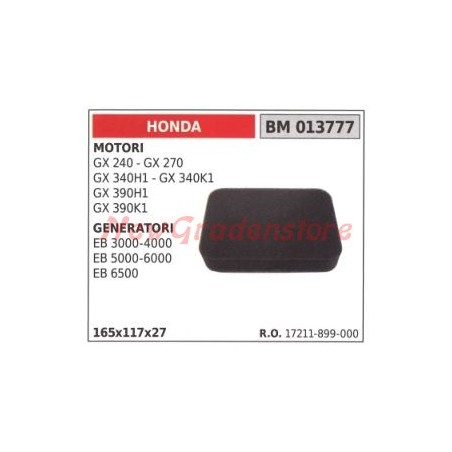 Filtro aria HONDA motore GX 240 270 340H1 generatore EB 3000 4000 013777 | NewgardenParts.com