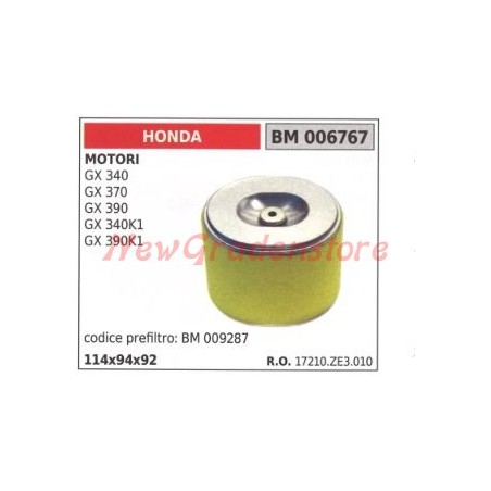 Filtro aria HONDA motore GX 340 370 390 340K1 390K1 006767 | NewgardenParts.com