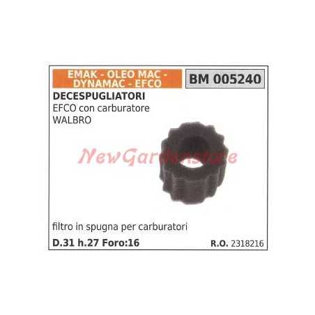 Schaumstoff-Luftfilter EMAK EFCO Freischneider mit WALBRO Vergaser 005240 | NewgardenParts.com