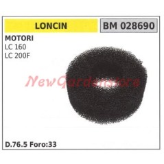 Sponge air filter LONCIN lawn tractor engine LC 160 200F 028690 | NewgardenParts.com