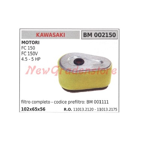 Filtro aria KAWASAKI motore FC 150 150V 4.5 5 HP 002150 | NewgardenParts.com