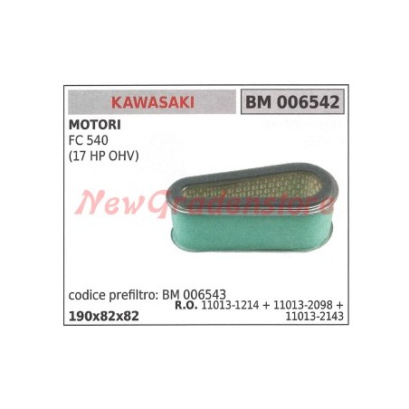 Filtro aria KAWASAKI motore FC 540 (17 HP OVH) 006542 | NewgardenParts.com