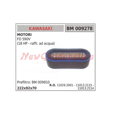 Filtro aria KAWASAKI motore FD 590V (18 HP raffr. ad acqua) 009278 | NewgardenParts.com