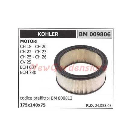 KOHLER air filter lawn tractor CH 16 20 22 23 26 HP 25 ECH 637 009806 | NewgardenParts.com