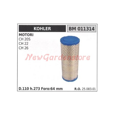 Filtro aria KOHLER trattorino rasaerba CH 20S 22 26 011314 | NewgardenParts.com