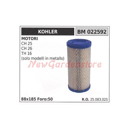 Filtro aria KOHLER trattorino rasaerba CH 25 26 TH 16 (solo modelli in metallo) 022592 | NewgardenParts.com