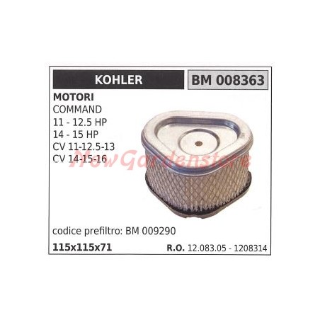 Filtro aria KOHLER trattorino rasaerba COMMAND 11 12.5 HP 14 15 HP 008363 | NewgardenParts.com