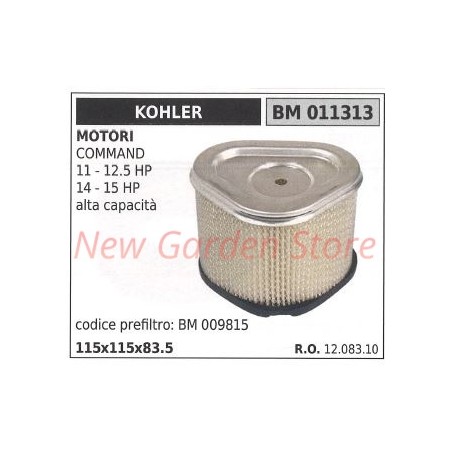 Filtro aria KOHLER trattorino rasaerba COMMAND 11 12.5 HP 14 15 HP 011313 | NewgardenParts.com