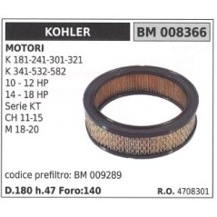 Filtro aria KOHLER trattorino rasaerba K 181 241 301 321 341 532 582 008366 | NewgardenParts.com