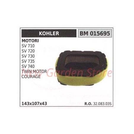 Filtro aria KOHLER trattorino SV 710 720 730 735 740 TWIN MOTOR COURAGE 015695 | NewgardenParts.com