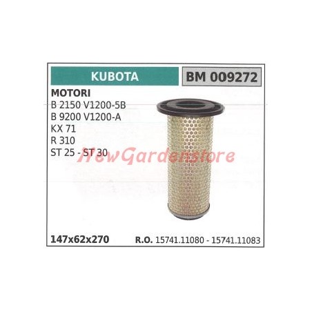 Filtro aria KUBOTA motore B 2150 V1200-5B B 9200 V1200-A KX 71 009272 K1105 K1505 | NewgardenParts.com