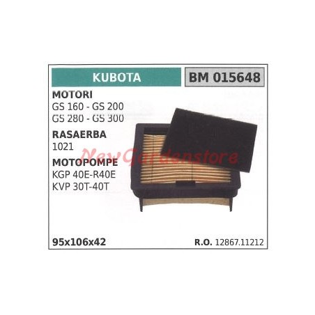 Filtro aria KUBOTA motore GS 160 200 280 300 rasaerba 1021 015648 | NewgardenParts.com